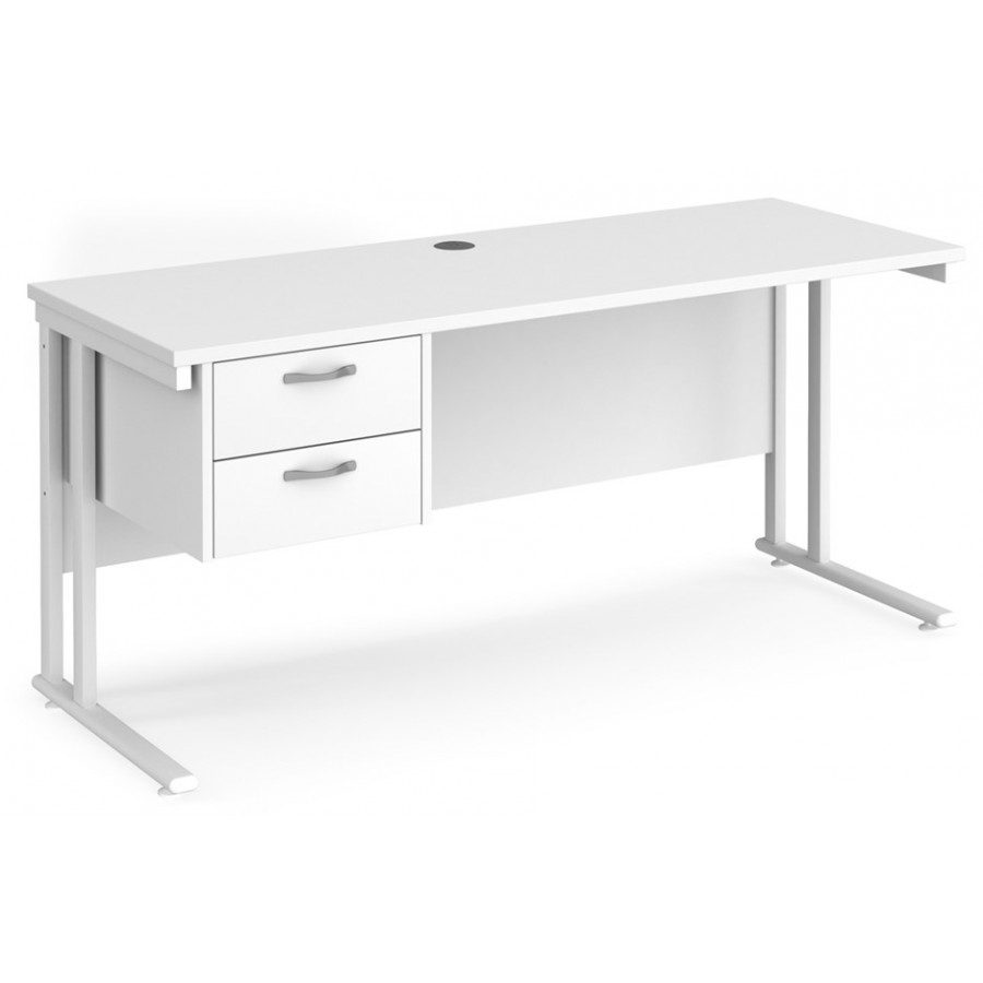 Maestro Cantilever Leg Straight Desk with Two Drawer Pedestal